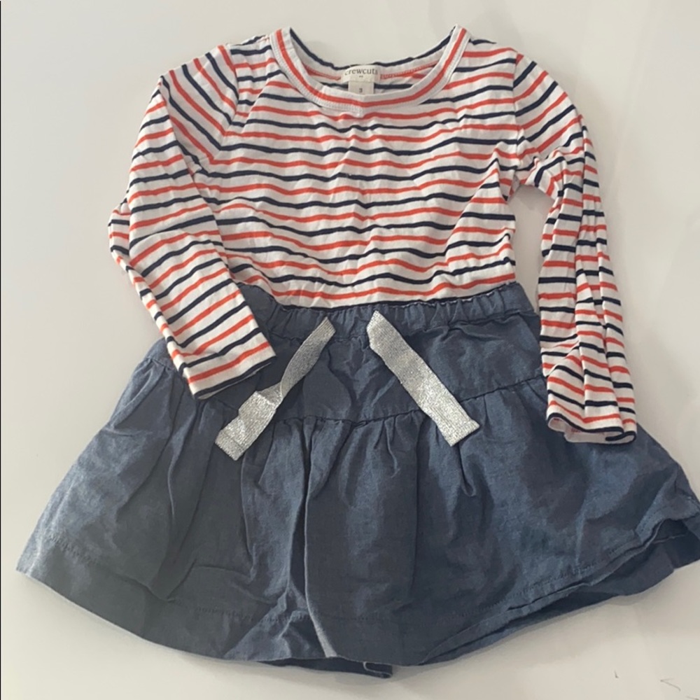 Jcrew girls dress. Striped top and chambray skirt